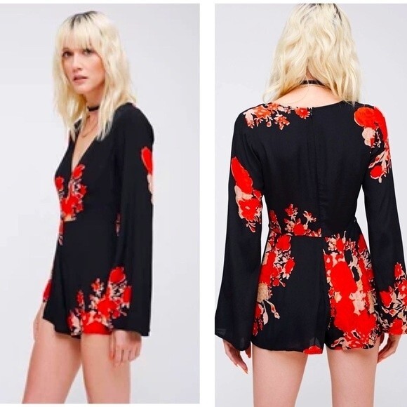 OBEY Dead Garden Black Floral Romper 25 - Picture 1 of 13